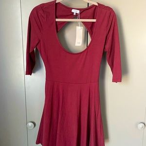 TOBI Maroon Open Back Skater Dress